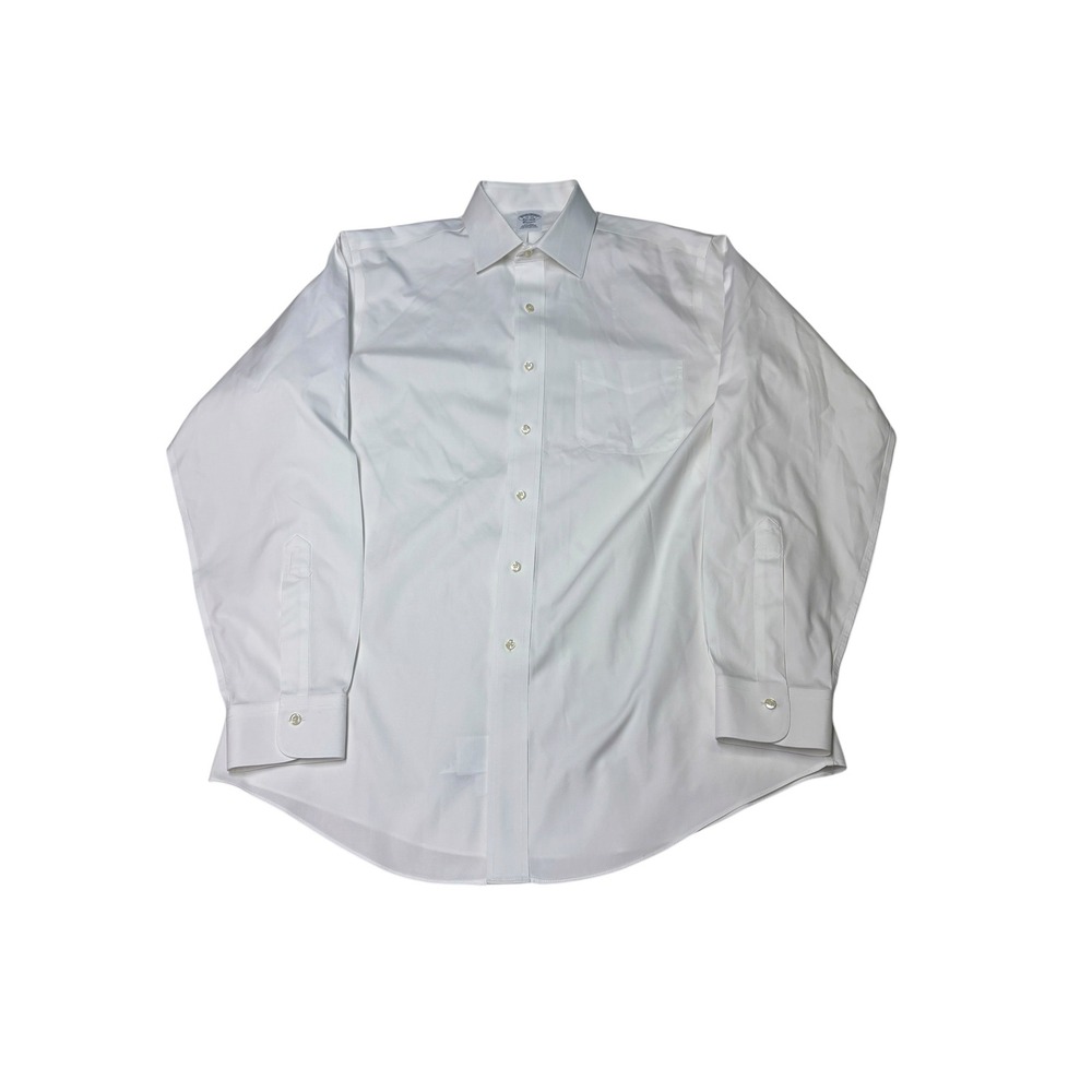 Brooks Brothers Classic Fit White Non-Iron Supima Cotton Dress Shirt Mens 16-35